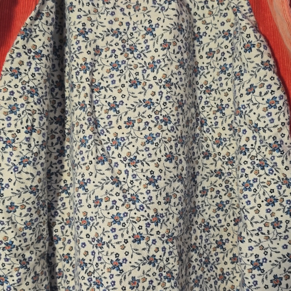 Wonderful Pink Salmon LL Bean Corduroy Jean Jacket XS Lined w/ Floral Flannel - Picture 9 of 10